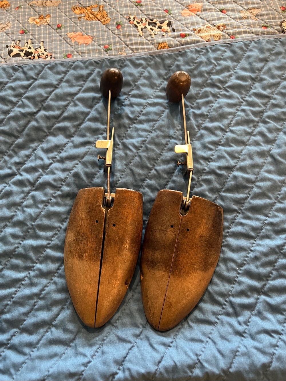Wooden Men's Shoe Trees - Brown Adjustable Pair